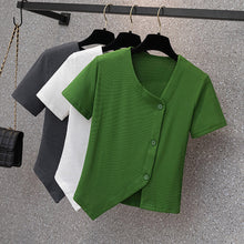 Laden Sie das Bild in den Galerie-Viewer, Modisches Unregelmäßiges T-Shirt mit Schlitz für Damen