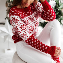 Laden Sie das Bild in den Galerie-Viewer, Langarm-Pullover mit Schneeflocken