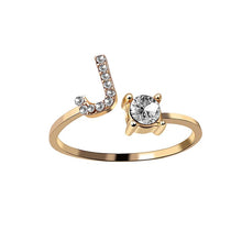 Laden Sie das Bild in den Galerie-Viewer, A-Z Buchstabe Gold Metall Einstellbarer Ring