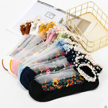 Laden Sie das Bild in den Galerie-Viewer, Sommer atmungsaktive Vintage Perlensocken
