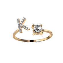 Laden Sie das Bild in den Galerie-Viewer, A-Z Buchstabe Gold Metall Einstellbarer Ring