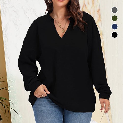Damen Übergroßer Pullover mit V-Ausschnitt