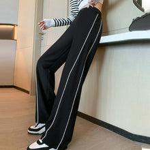 Laden Sie das Bild in den Galerie-Viewer, Seitengestreifte Hochhaushose mit weitem Bein