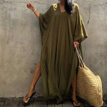 Laden Sie das Bild in den Galerie-Viewer, Einfarbiges Lockeres Urlaubskleid
