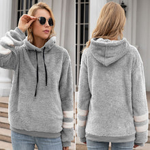 Laden Sie das Bild in den Galerie-Viewer, Lockerer Langärmliger Plüsch-Kapuzenpullover