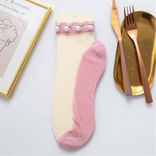 Laden Sie das Bild in den Galerie-Viewer, Damen Perlen Knöchelhohe Socken aus Netzstoff
