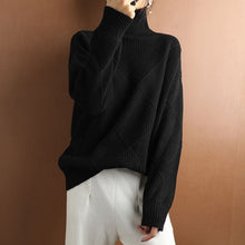 Laden Sie das Bild in den Galerie-Viewer, Einfarbiger Locker Gestrickter Pullover