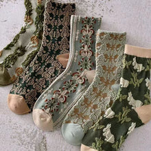Laden Sie das Bild in den Galerie-Viewer, Damen Baumwollsocken mit Blumenmuster (10 Paar)