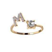 Laden Sie das Bild in den Galerie-Viewer, A-Z Buchstabe Gold Metall Einstellbarer Ring