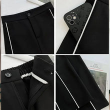 Laden Sie das Bild in den Galerie-Viewer, Seitengestreifte Hochhaushose mit weitem Bein