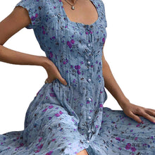 Laden Sie das Bild in den Galerie-Viewer, Beliebtes modisches Blumenkleid mit Knöpfen