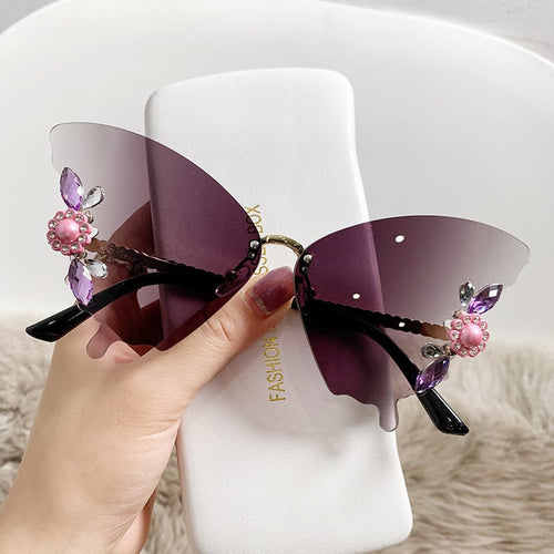 Sonnenbrille mit Diamant-Schmetterlingsverlauf