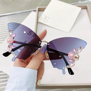Sonnenbrille mit Diamant-Schmetterlingsverlauf