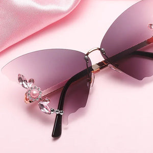 Sonnenbrille mit Diamant-Schmetterlingsverlauf
