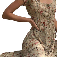 Laden Sie das Bild in den Galerie-Viewer, Beliebtes modisches Blumenkleid mit Knöpfen