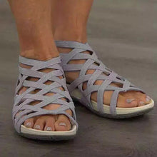 Laden Sie das Bild in den Galerie-Viewer, Runder Zehenpartie Hohle römische Gladiator-Sandalen