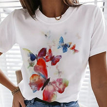 Laden Sie das Bild in den Galerie-Viewer, Lässiges Lockeres Kurzärmeliges T-shirt Für Damen