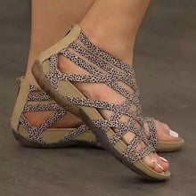 Laden Sie das Bild in den Galerie-Viewer, Runder Zehenpartie Hohle römische Gladiator-Sandalen