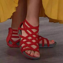 Laden Sie das Bild in den Galerie-Viewer, Runder Zehenpartie Hohle römische Gladiator-Sandalen