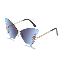 Laden Sie das Bild in den Galerie-Viewer, Sonnenbrille mit Diamant-Schmetterlingsverlauf