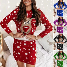 Laden Sie das Bild in den Galerie-Viewer, Pulloverkleid mit Weihnachtsdruck