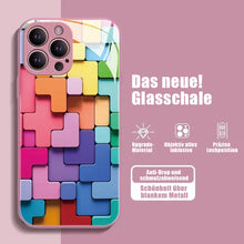 Laden Sie das Bild in den Galerie-Viewer, 3D-Glashülle mit quadratischem Muster für iPhone