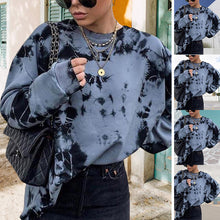 Laden Sie das Bild in den Galerie-Viewer, Loses Sweatshirt mit rundem Halsausschnitt für Damen im Tie-Dye-Stil