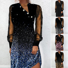 Laden Sie das Bild in den Galerie-Viewer, Langärmliges Kleid mit Knopf und Blumendruck