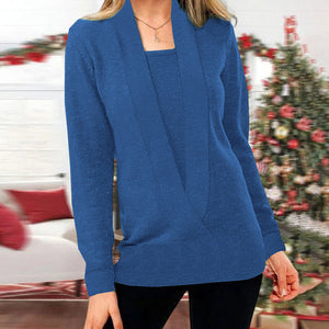Strickpullover mit V-Ausschnitt und langen Ärmeln für Damen