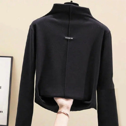 Fleece T-Shirt mit halbhochen Rollkragen