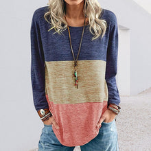 Laden Sie das Bild in den Galerie-Viewer, Kontrastierendes Langärmliges T-Shirt mit Rundhalsausschnitt