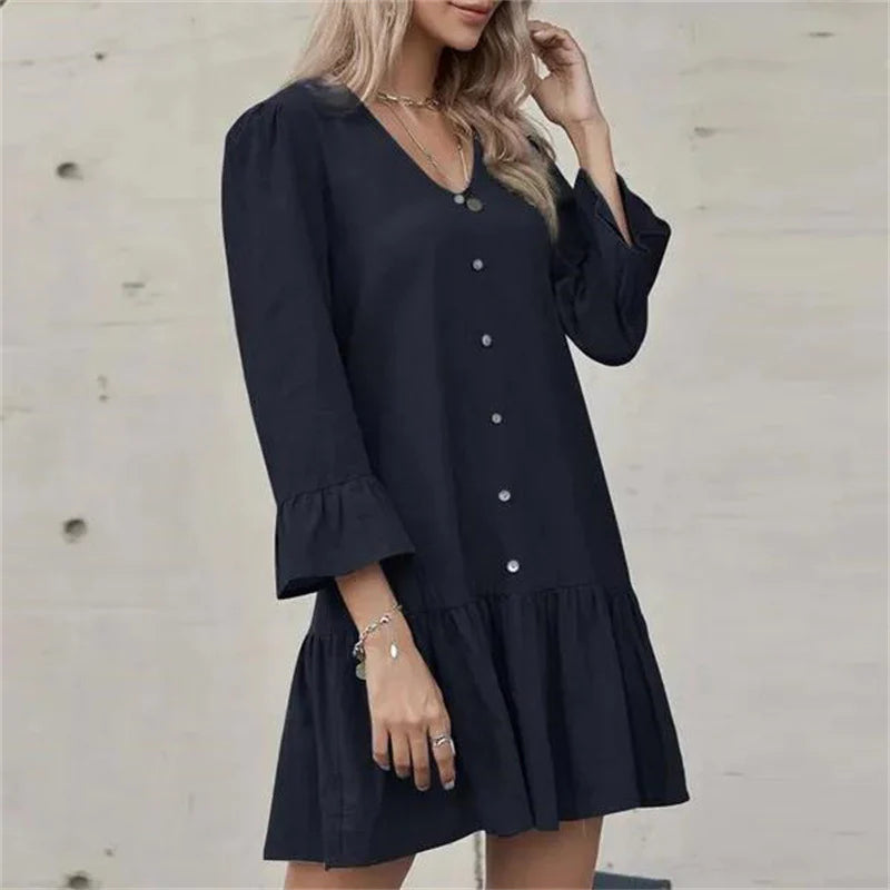 Faltenkleid mit Glockenärmeln