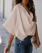 Laden Sie das Bild in den Galerie-Viewer, Einfarbige Chiffon-Bluse Mit V-Ausschnitt Für Damen