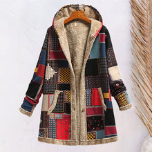 Laden Sie das Bild in den Galerie-Viewer, Kapuzen-Sweatshirt-Mantel aus Baumwolle und Fleece