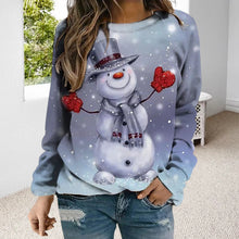 Laden Sie das Bild in den Galerie-Viewer, Loses Sweatshirt mit Weihnachtsdruck für Damen