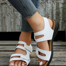 Laden Sie das Bild in den Galerie-Viewer, Lässige bequeme Damen-Sandalen aus Leder mit Klettverschluss