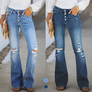 Zerrissene Jeans mit fünf Knöpfen