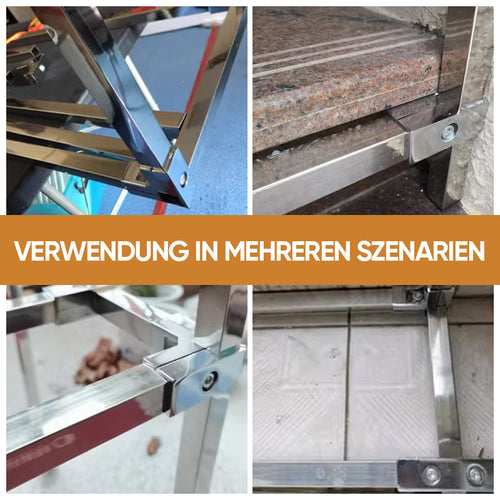 Verschiedene Formen von Vierkantrohrverbindern aus Edelstahl