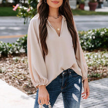 Laden Sie das Bild in den Galerie-Viewer, Lässige Bequeme Bluse mit V-Ausschnitt