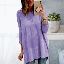 Laden Sie das Bild in den Galerie-Viewer, Langärmeliges T-Shirt mit Rundhalsausschnitt