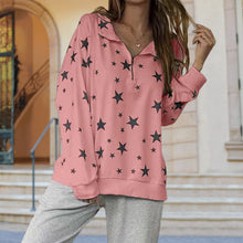 Laden Sie das Bild in den Galerie-Viewer, Damen T-Shirt mit Reißverschluss und Sterndruck