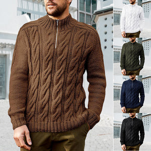 Einfarbiger Pullover mit Reißverschluss für Herren