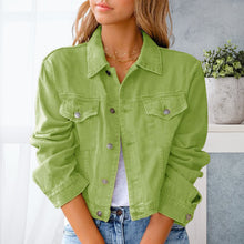 Laden Sie das Bild in den Galerie-Viewer, Langärmlige Lässige Jeansjacke für Damen