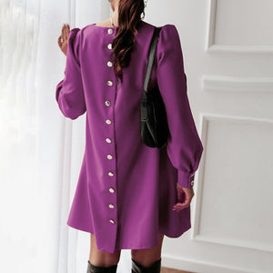 Kleid mit Rundhalsausschnitt und Metallschnalle