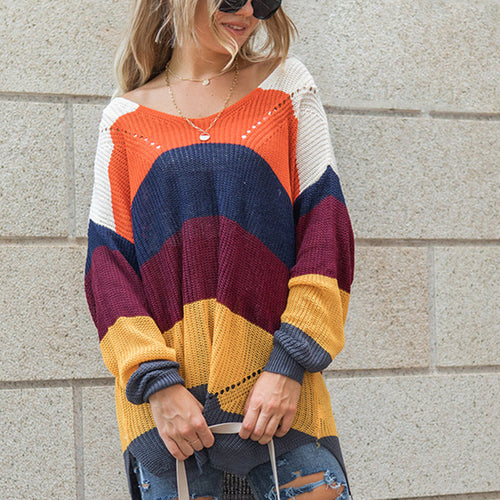 Kontrastgestreifter Pullover