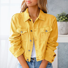 Laden Sie das Bild in den Galerie-Viewer, Langärmlige Lässige Jeansjacke für Damen