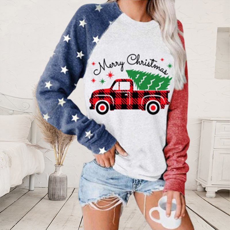 Langarm-Sweatshirt mit Weihnachtsdruck für Damen