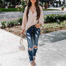 Laden Sie das Bild in den Galerie-Viewer, Lässige Bequeme Bluse mit V-Ausschnitt