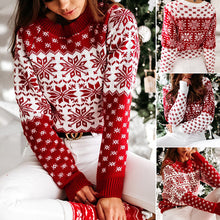 Laden Sie das Bild in den Galerie-Viewer, Langarm-Pullover mit Schneeflocken