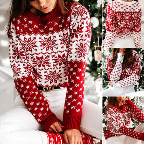 Langarm-Pullover mit Schneeflocken